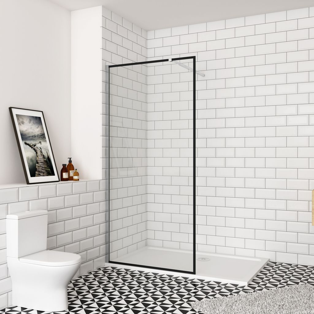 Duschabtrennung Walk In Dusche (1180-1200mm)120x200 cm Duschtrennwand 8mm Nano Glas Duschwand mit 73-120cm Stabilisator