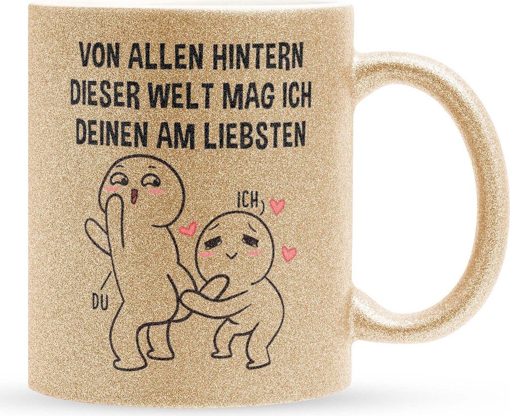22Feels Glitzertasse Gold Jahrestag Geschenk Frauen Männer Hochzeitstag Ehefrau Ehemann Freund Freundin Valentinstag Geburtstag Weihnachten Kaffee...