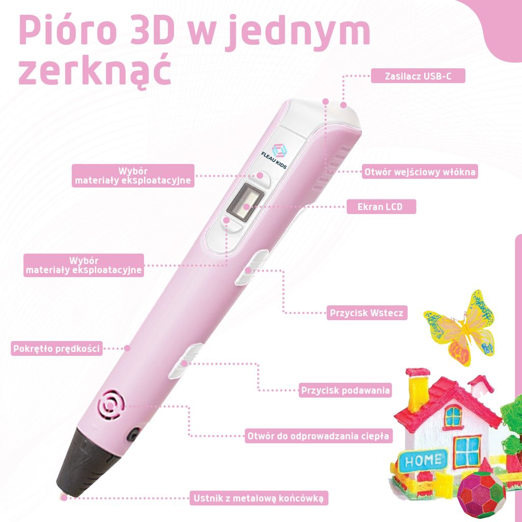 Fleau Kids 3D Pero Startovací Sada Růžová XXL - 150m Obrázek produktu 6