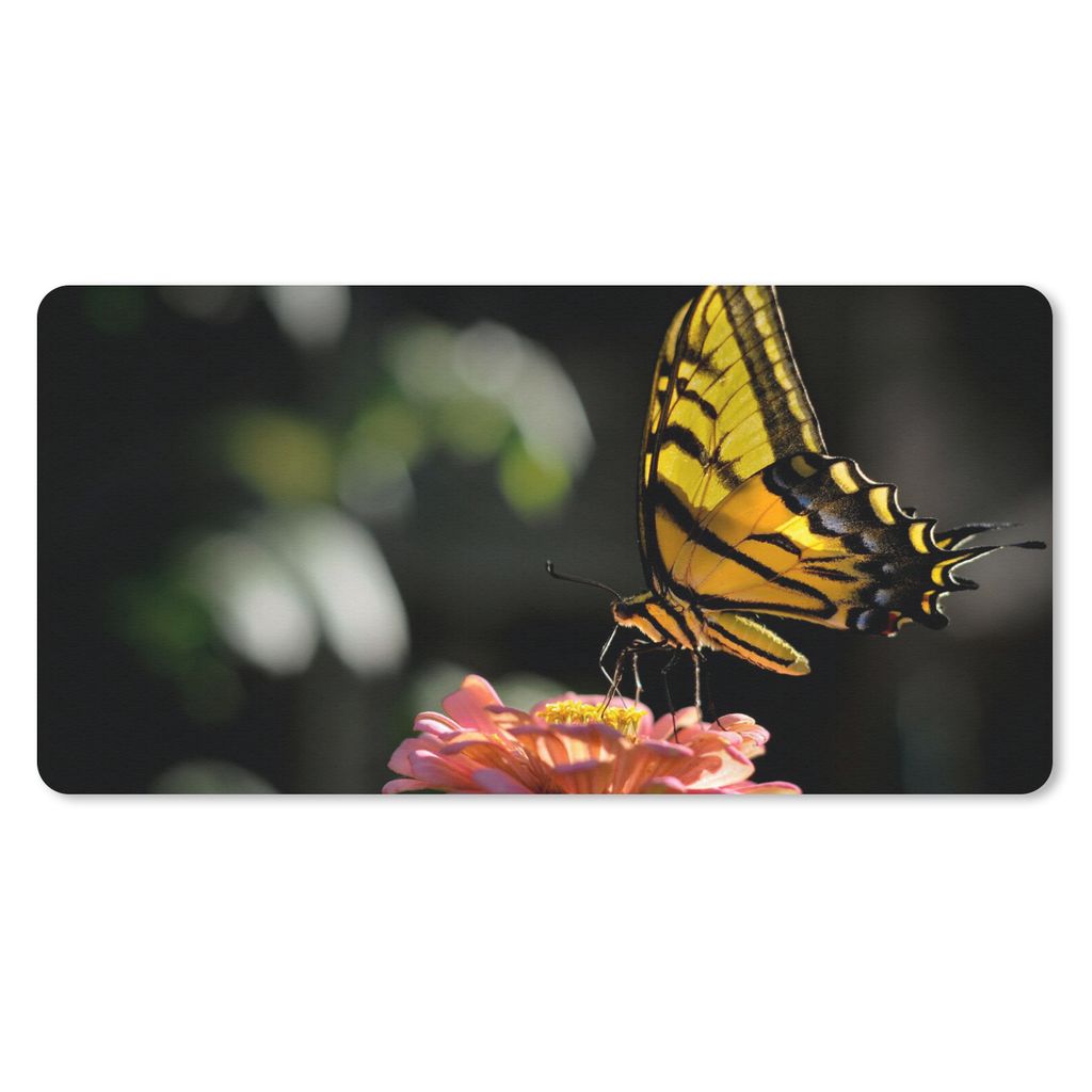 MuchoWow Schreibtischunterlage Schmetterling - Botanisch - Blume 80x40 cm - XXL Mauspad - Gaming Mauspad