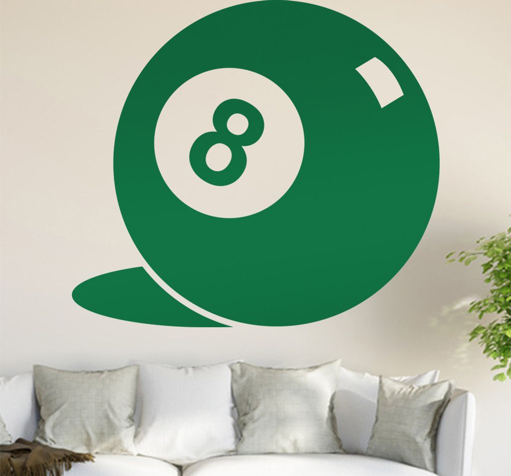 Billard Kugel 8 Wandtattoo in 6 Größen - Wandaufkleber Wall Sticker - Dekoration, Küche, Wohnzimmer, Schlafzimmer, Badezimmer