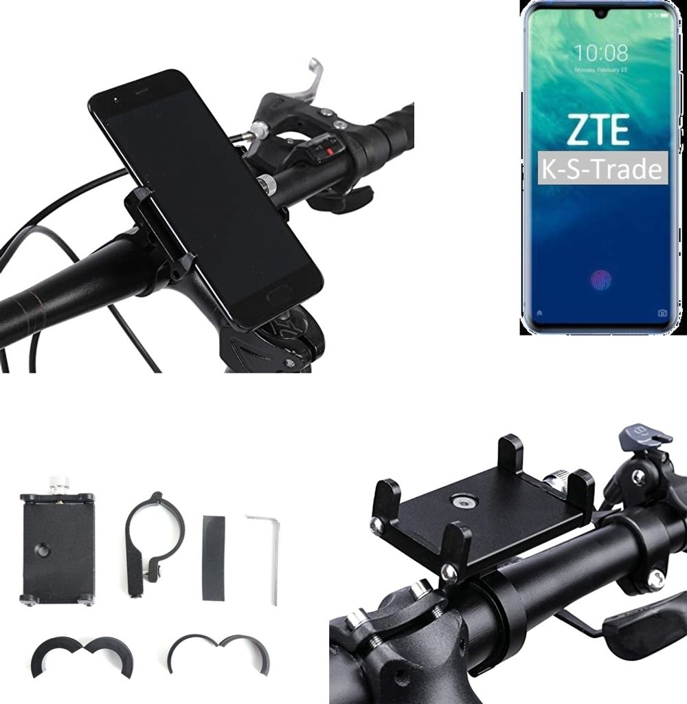 K-S-Trade Handyhalterung für das Fahrrad kompatibel mit ZTE Blade V10 Halter Lenkstange Fahrradhalterung Motorrad Bike Mount Befestigung Smartphone