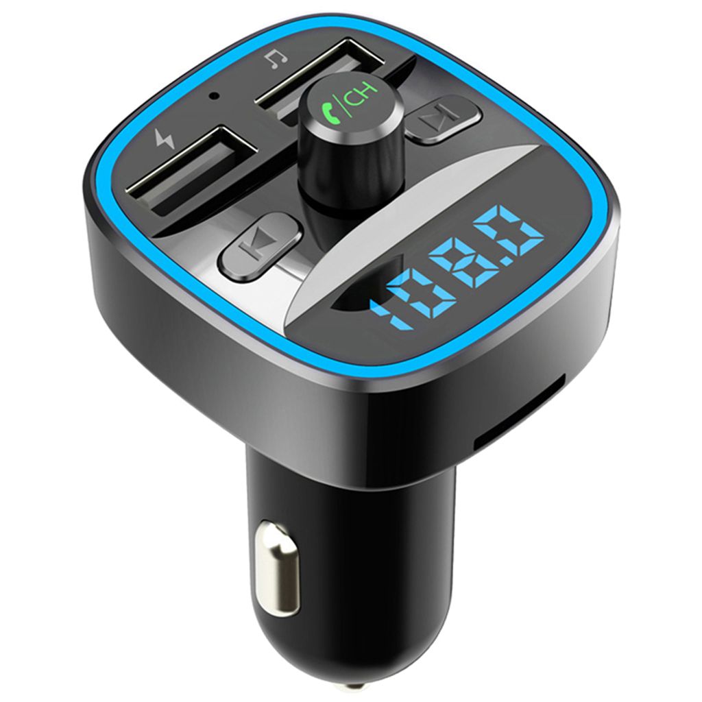 Bluetooth V5.0 FM Transmitter Auto 2 USB Radio Adapter mit Freisprecheinrichtung 