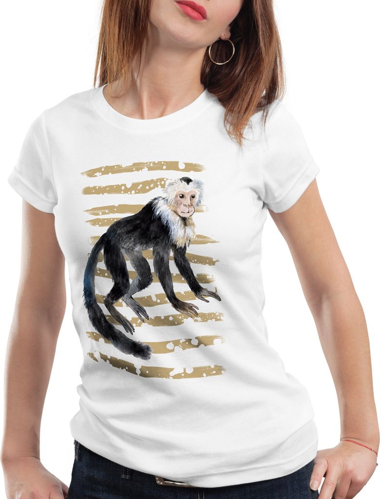 style3 Affe Damen T-Shirt kapuziner zoo sommer, Größe:S