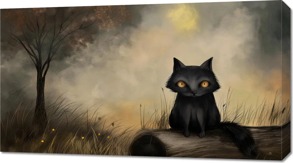 Quadro Gatto Nero 90x50cm - Decorazione Casa Moderna e Elegante