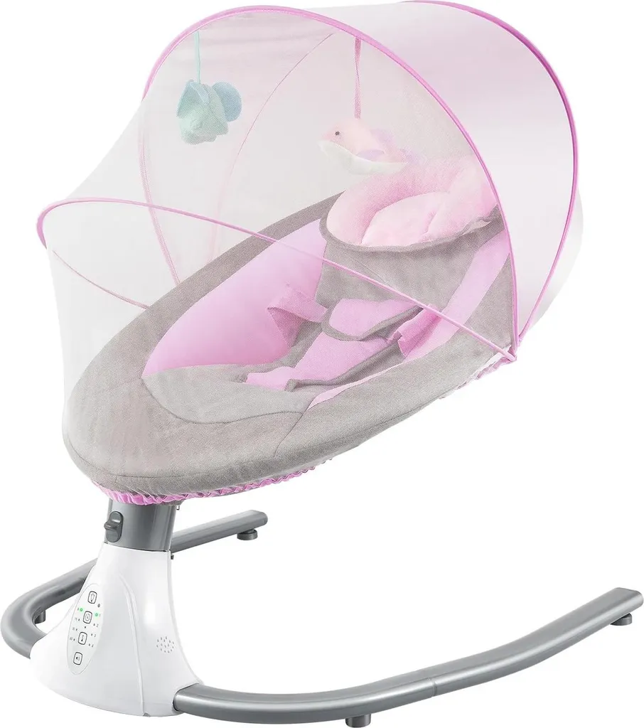 Transat Électrique Bébé - Balancelle Rose avec Télécommande jusqu'à 18kg