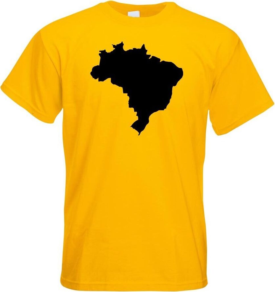 Kiwistar - T-Shirt - gelb - Brasilien Umriss Kontur Herren Funshirt Bedruckt Design Sprüche Spruch Motive - mit Motiv Bedruckt - Funshirt Design -...