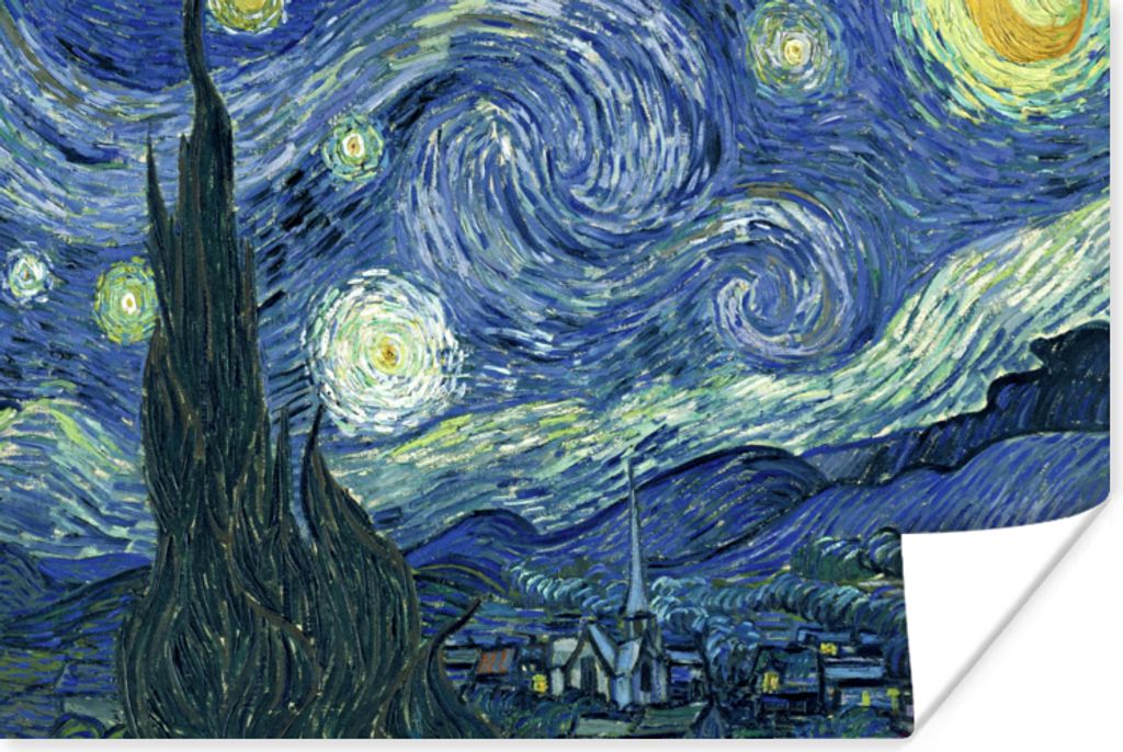 MuchoWow Poster Sternennacht - Gemälde - Alte Meister - Vincent van Gogh 120x80 cm - Bilder