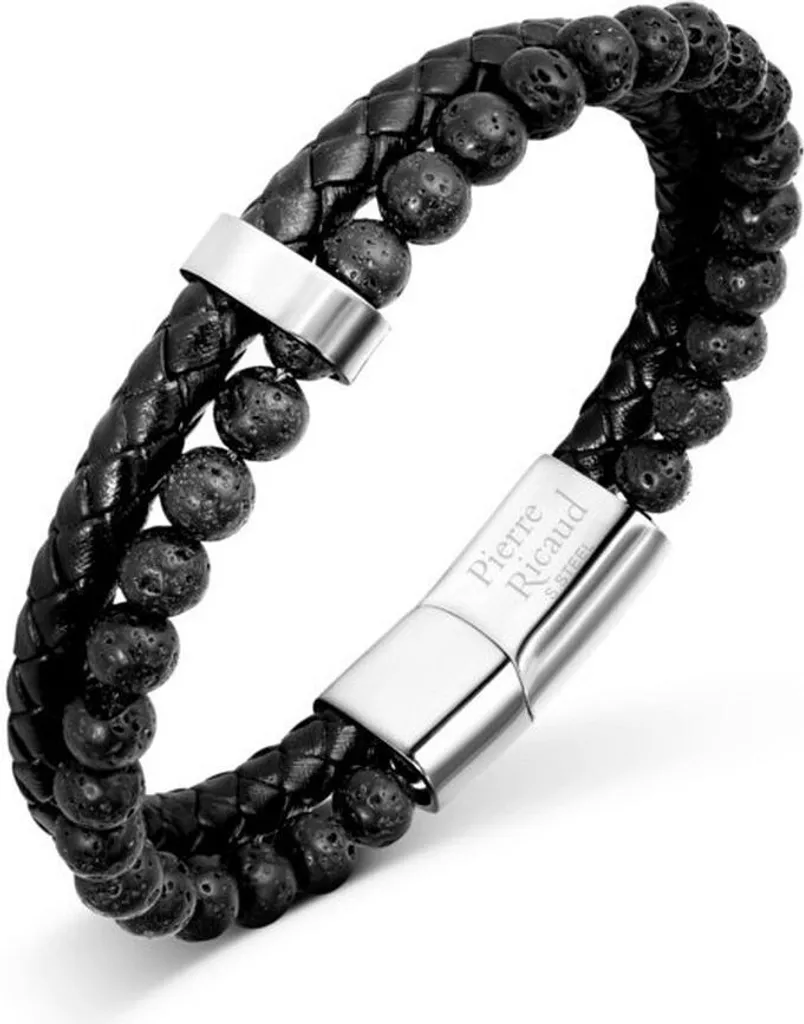 Bracciale Pierre Ricaud Nero: Raffinatezza in Pelle per Gentiluomini