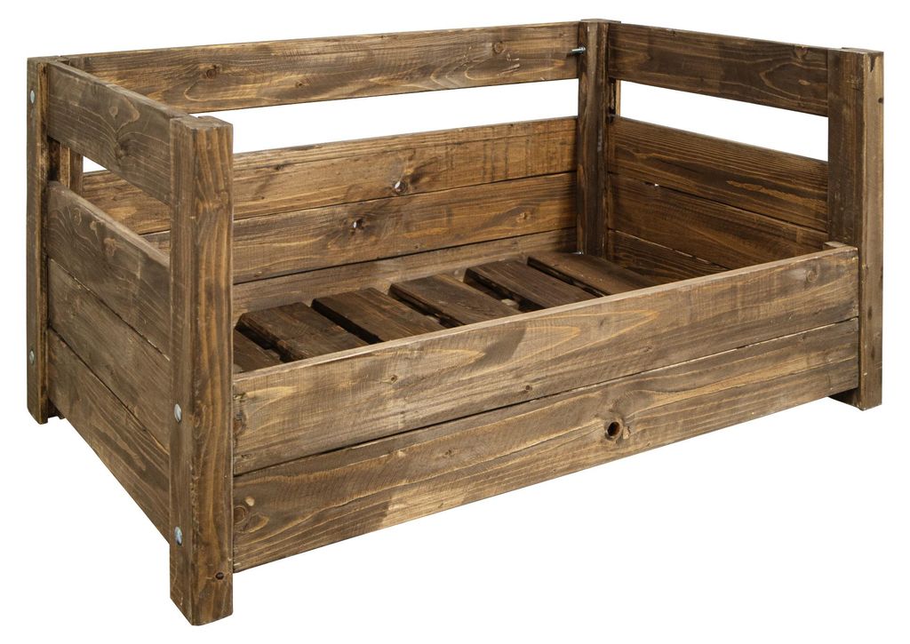 Hundebett aus Massivholz 90x57x45 cm – Braun, Natur oder Produktbild 