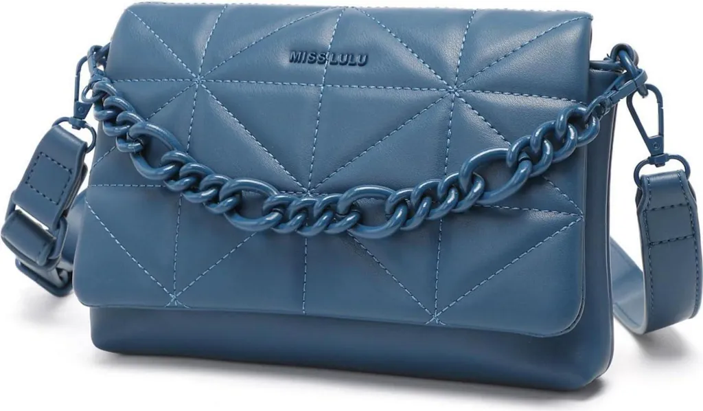 Sac bandoulière bleu matelassé résistant et léger pour le quotidien