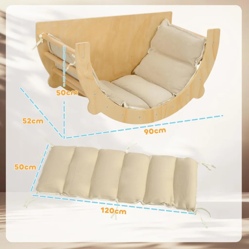 Arche d'escalade modulable 3 en 1, balançoire avec coussin pour bambins