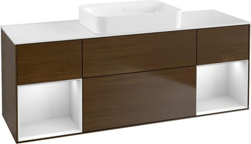 V&B Waschtischunterschrank Wandbeleuchtung Finion 160x60,3x50,1cm, Reg wh. m Lac, wal ven