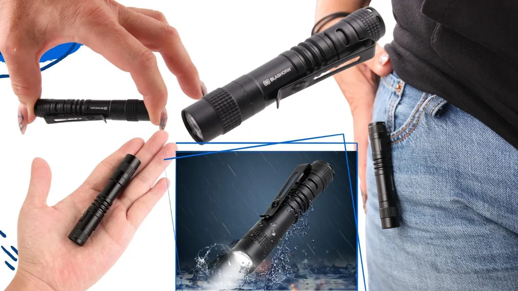 Mini lampe torche stylo LED 300 lm avec clip métallique en noir