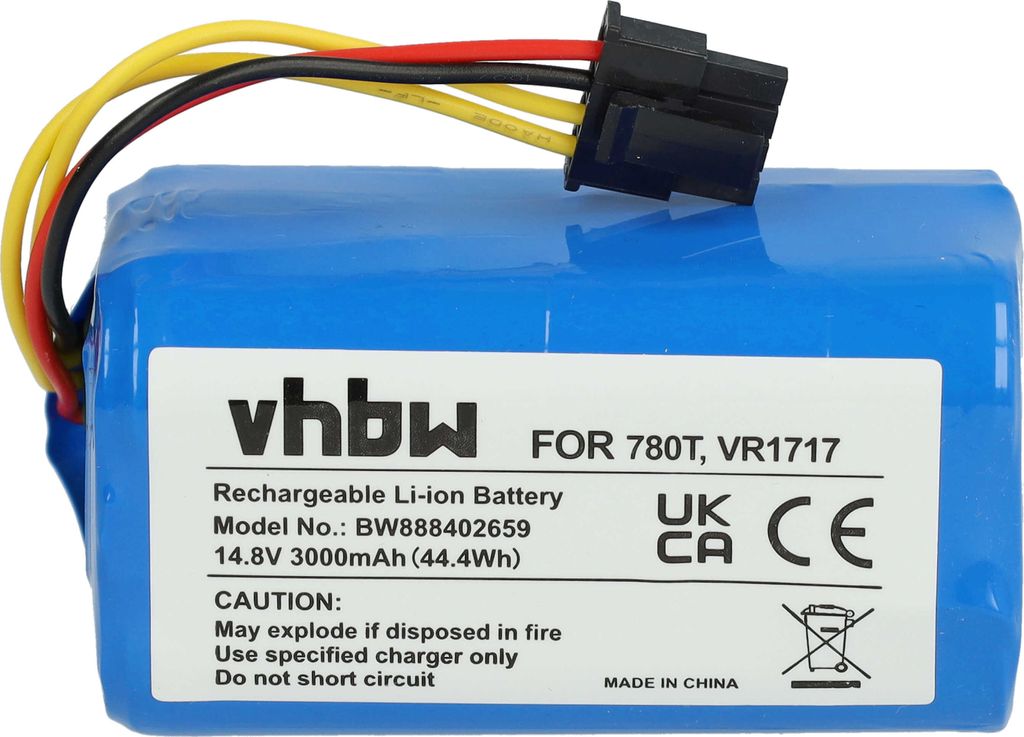 vhbw Akku kompatibel mit Blaupunkt BlueBot XSmart BPK-VCBB1XS, BlueBot XSmart BPK-VCBB1XE Saugroboter (3000 mAh, 14,8 V, Li-Ion)