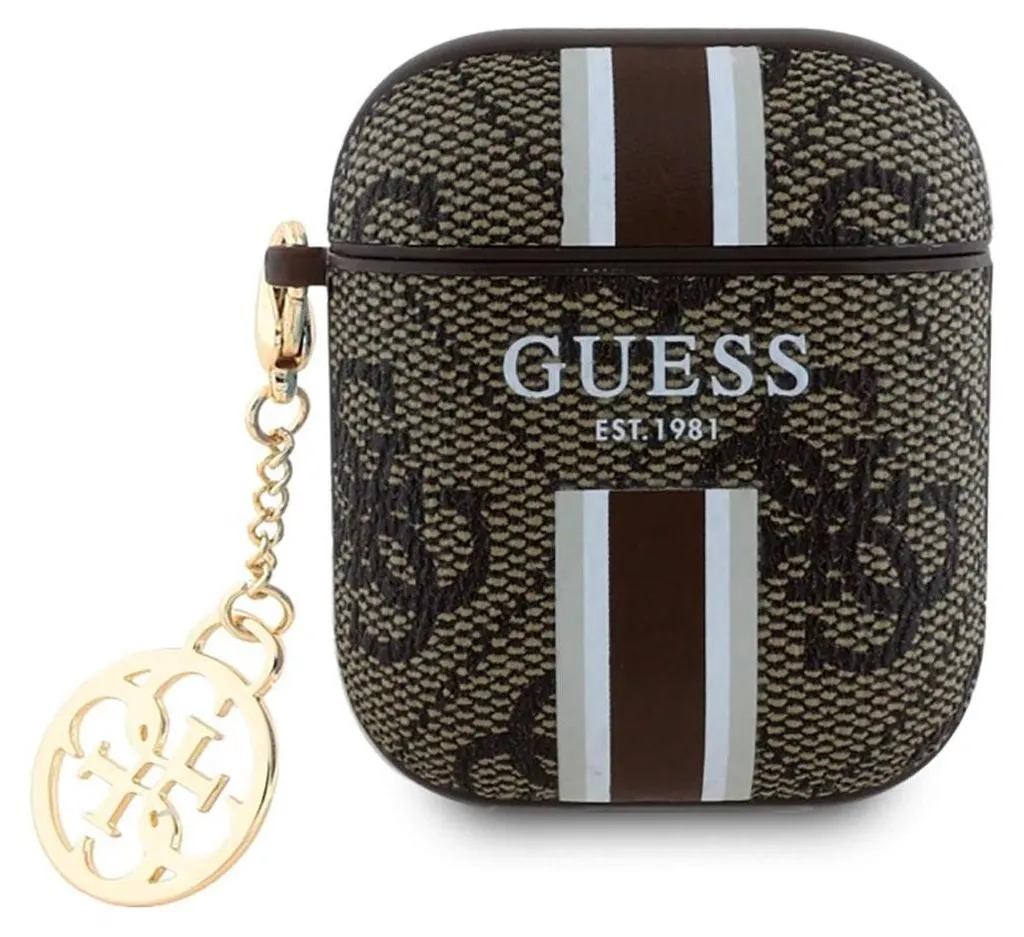 Guess GUA2P4RPSW Custodia AirPods 1/2 Marrone 4G con Charm Elegante