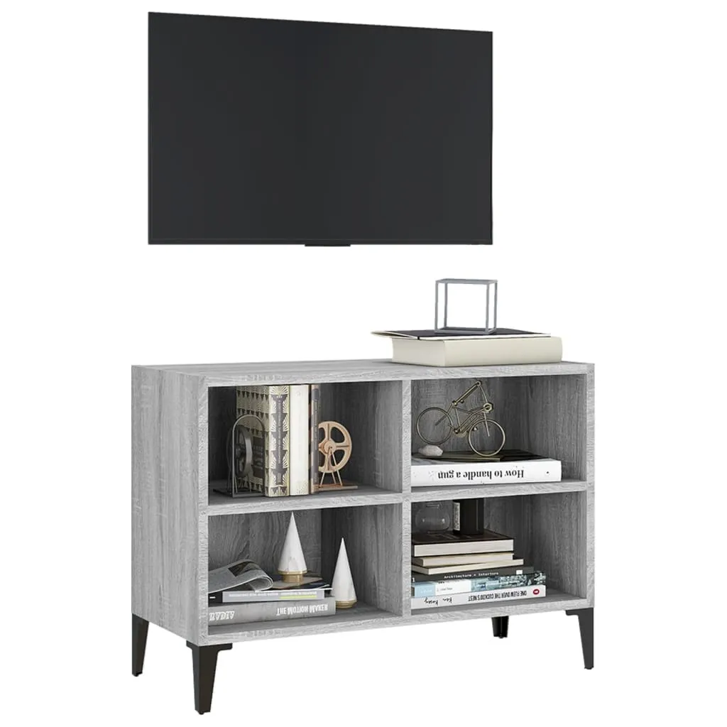 Tidyard Mobile TV in stile industriale, mobile TV da soggiorno, 2 ripiani in legno di ingegneria e acciaio Sonoma grigio, 100 x 33 x 41 cm