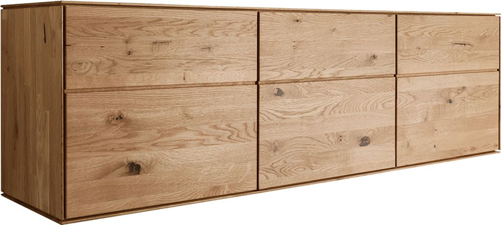 Sideboard 172cm, stehend oder hängend, Wildeiche massiv geölt, WYNDHAM-69