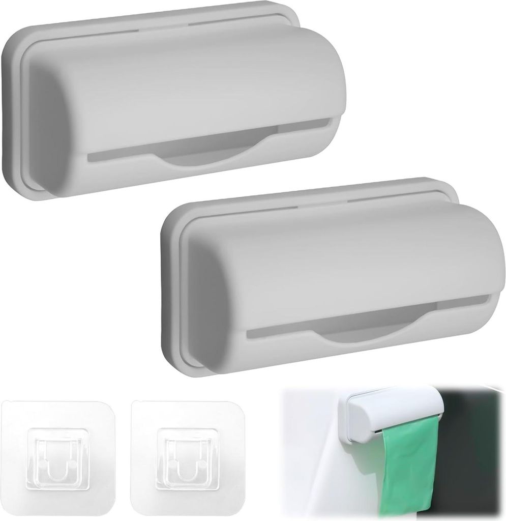 Müllbeutelspender zur Wandmontage - 2 Stück - Grau - Praktischer Müllbeutelhalter