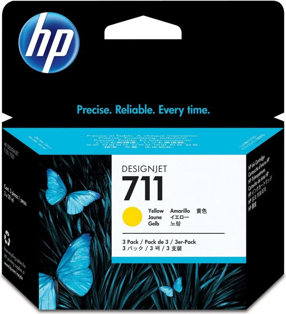 Cartouche d'encre HP 711 jaune CZ136A original pack de 3 unités