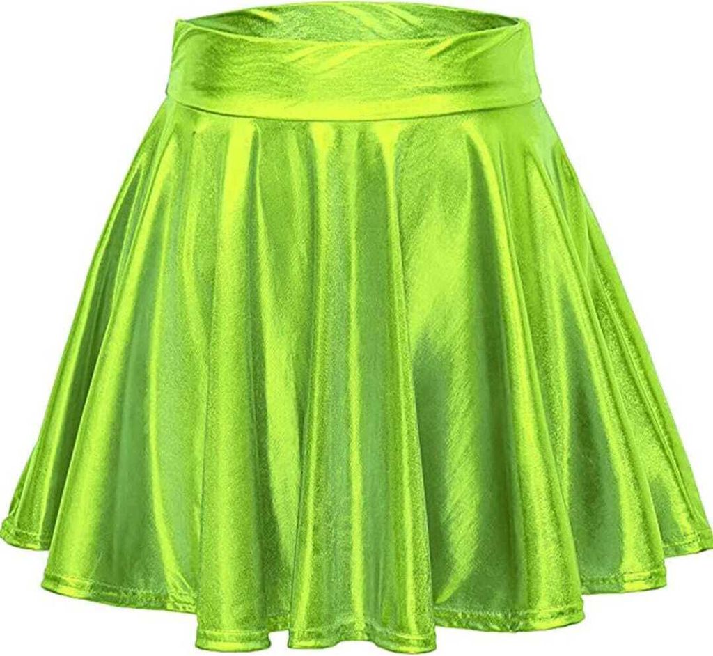 Damen Rock Gr. S Kurze Minirock Shiny Metallic Skater Rock Low Rise Röcke Tanz Tutu Party Club Kostüm