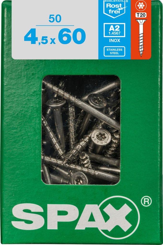 Spax Universalschrauben 4.5 x 60 mm TX 20 - 50 Stück Edelstahl