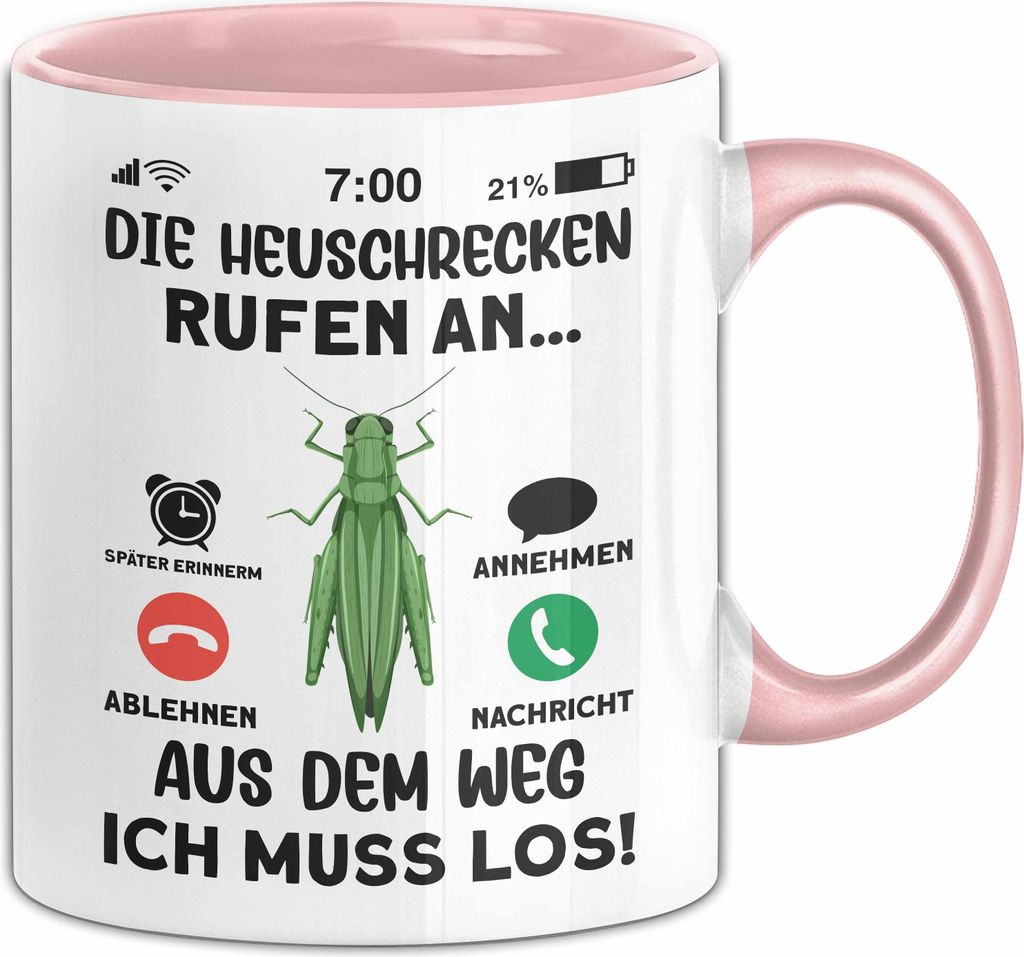 Heuschrecken Liebhaber Tasse Geschenk Die Heuschrecken Rufen An Geschenkidee Becher (Rosa)