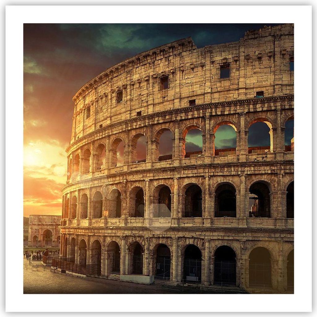 Poster - Poster ohne Rahmen - Coloseum Roma Architektur Italien - 60x60 cm - Wand Bild - Wanddeko - Wandbilder - Kunstposter - Wandposter - Bilder ...