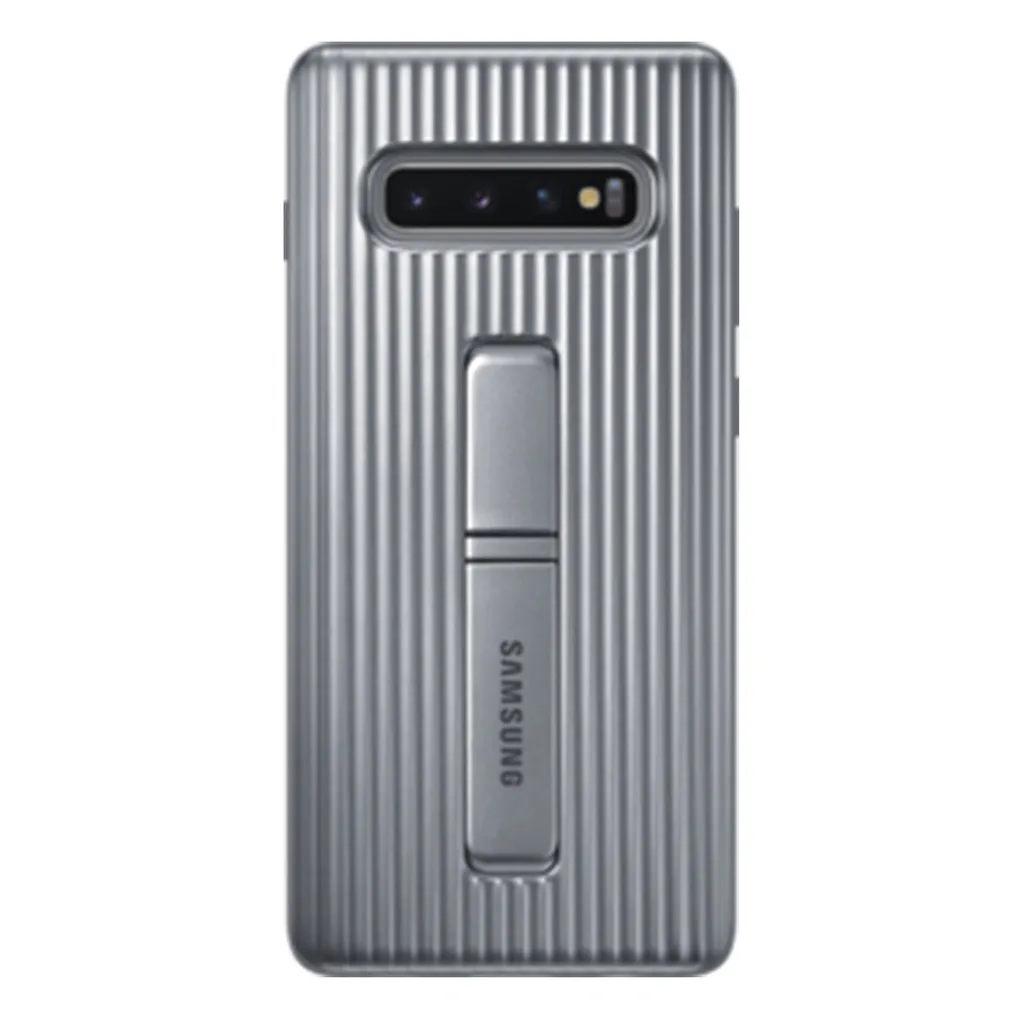 Coque de Protection Renforcée Argent pour Samsung S10+ avec Pied Support