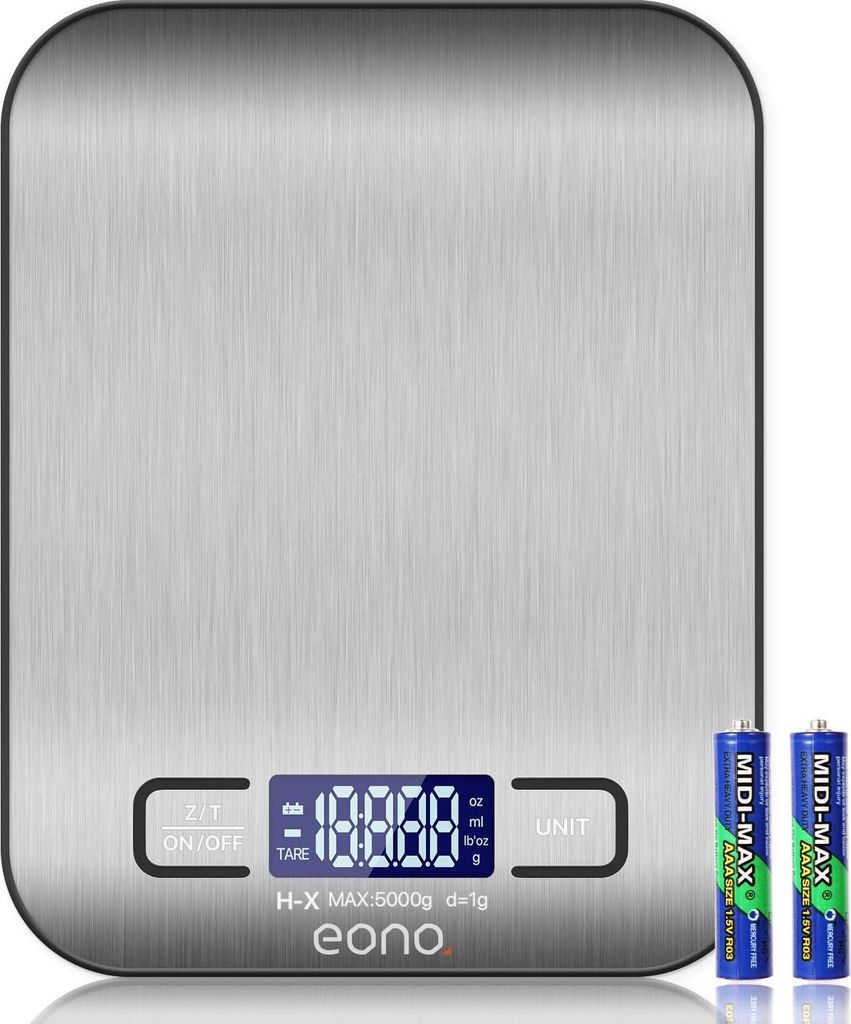 Hochwertige digitale Küchen-/Gebäckwaage aus Edelstahl, mit Gramm- und Unzen-Funktion, maximal 5 kg in 1-g-Schritten