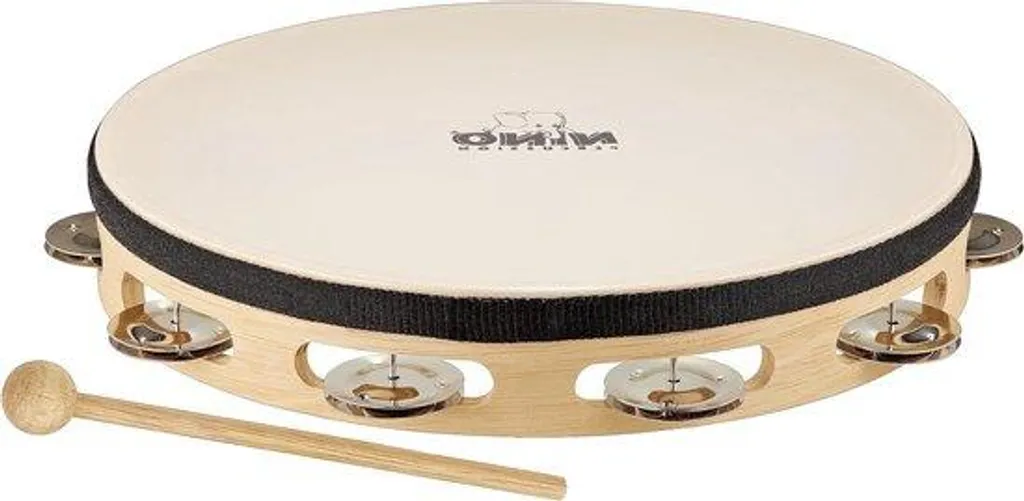 Tambourin en bois noir 25 cm (10 pouces) à une rangée de cymbalettes