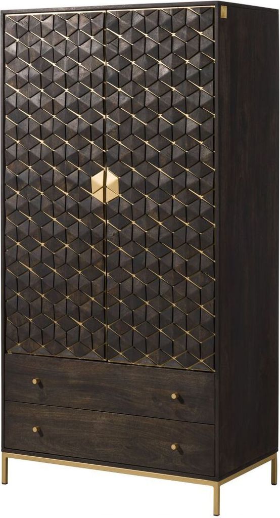 MASSIVMOEBEL24 | Armoire 99x55 Manguier huilé Gris taupe Image du produit 