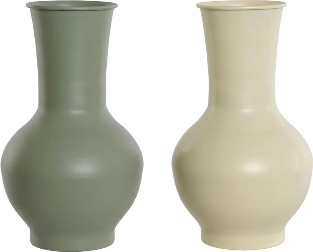 Vase en Métal Vert Crème de 34,5 cm Home ESPRIT - Décoration Lot de 2