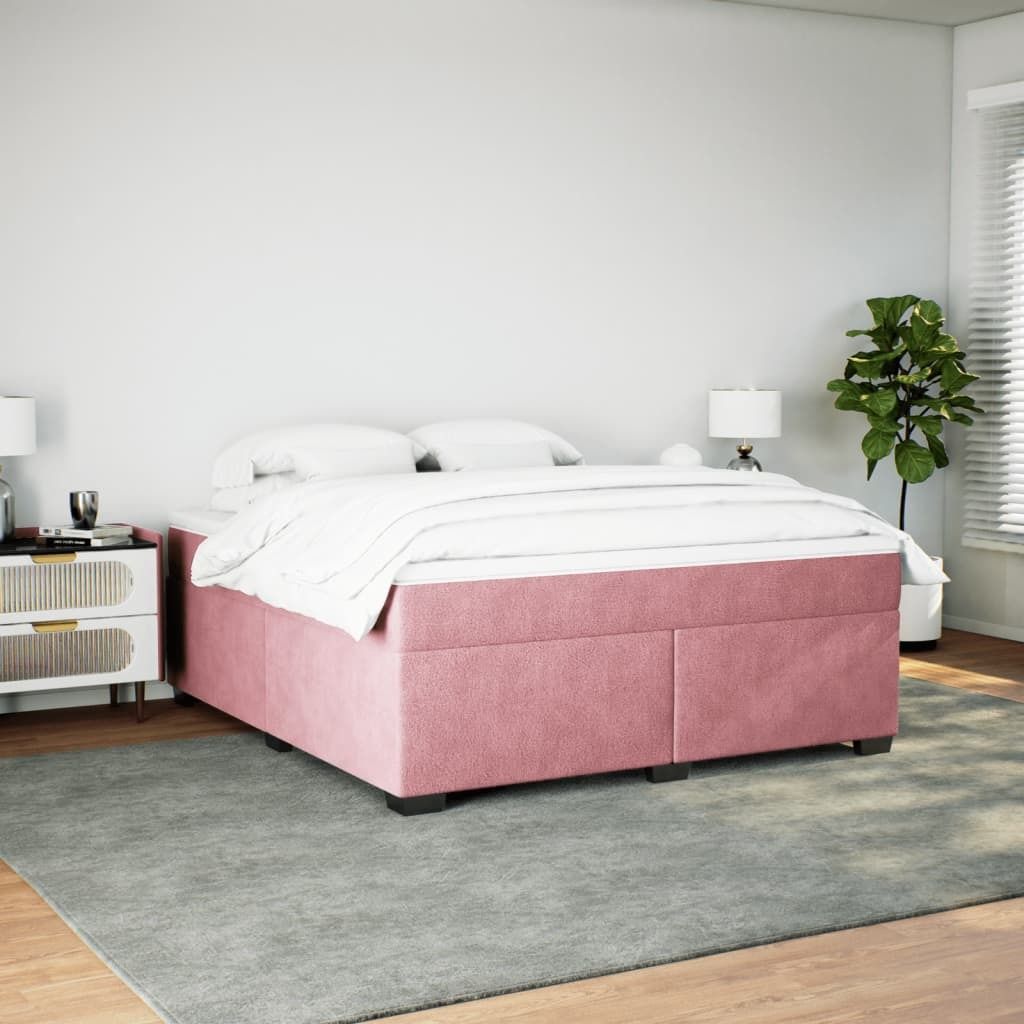 Eleganter Möbel Doppelbett - Boxspringbett mit Matratze Rosa 180x200cm Samt - Bettrahmen Klassische Betten CJG627299