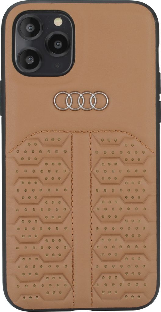 Audi Apple iPhone 12 Mini Brown Back cover case A6 Serie - Genuine Leather