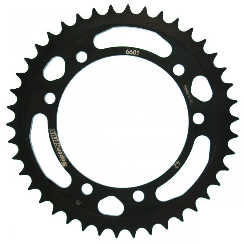 Pignon 42 Dents Supersprox Acier Noir RFE-6601:42-BLK 6 Trous Fixation 420