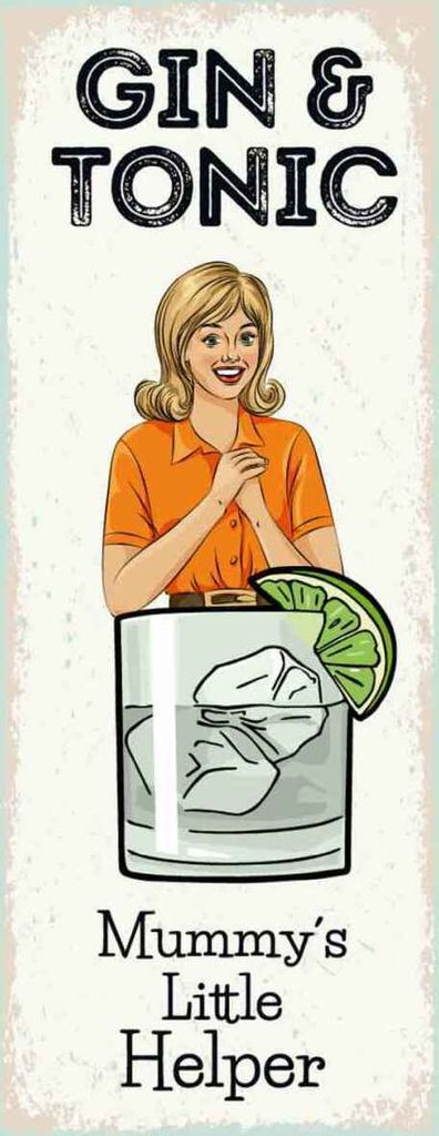 vianmo Holzschild 27x10 cm Mummy ́s little Helper Gin & Tonic Essen Trinken