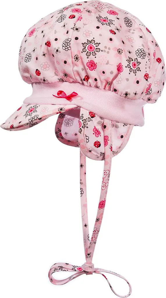 Döll Cappello a Cravatta Bimba con Fiori Rosa - Cotone Bio e Protezione UV
