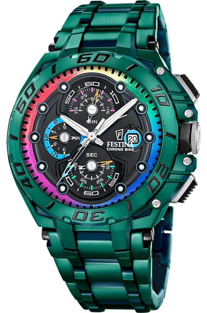 Festina F20760/1 Chrono Bike Special Edition Chronograph Uhr Herrenuhr Edelstahl Chrono Datum grün