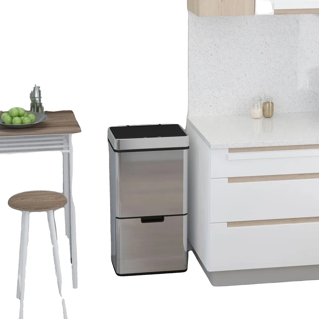 Poubelle 72L à 3 compartiments 42x30x81cm en plastique avec capteur
