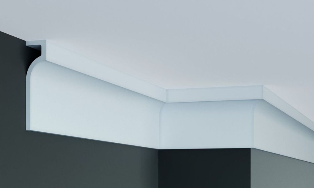 PROVISTON | Deckenleiste | 130 x 31.6 x 2000 mm | Polyurethan | Weiß | Hochwertig | Stuckleiste | Modern | Robust | Langlebig | Stoßfest | 100 Meter