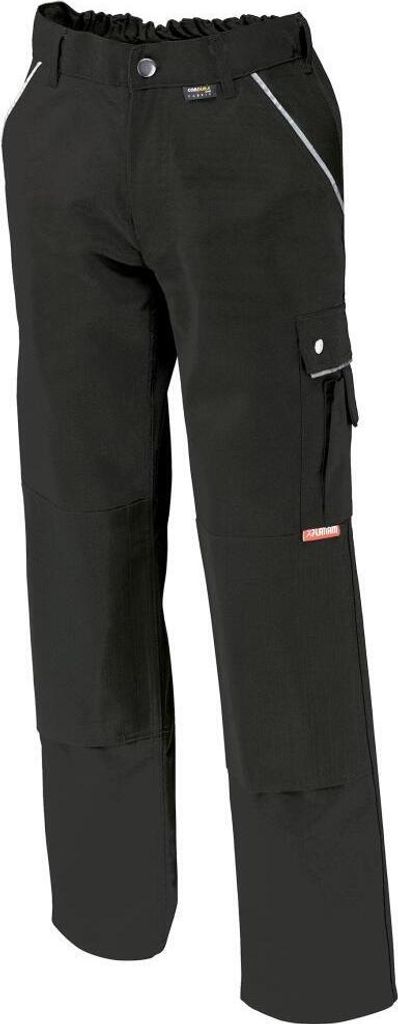 A pair of black work pants.