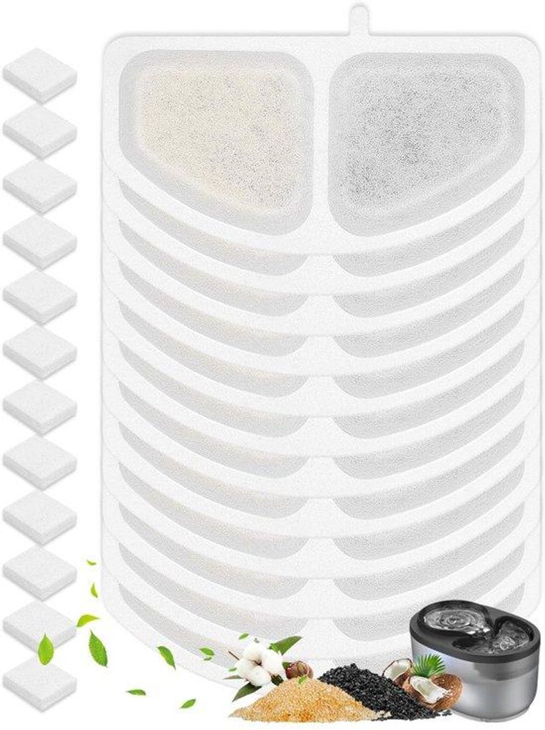 Katendrinkfonteinfilter 2,5L, 24-pack, 12+12, 3-lagig, sehr effizient, für Oneisall Ultra Stille Kattendrinkfontein
