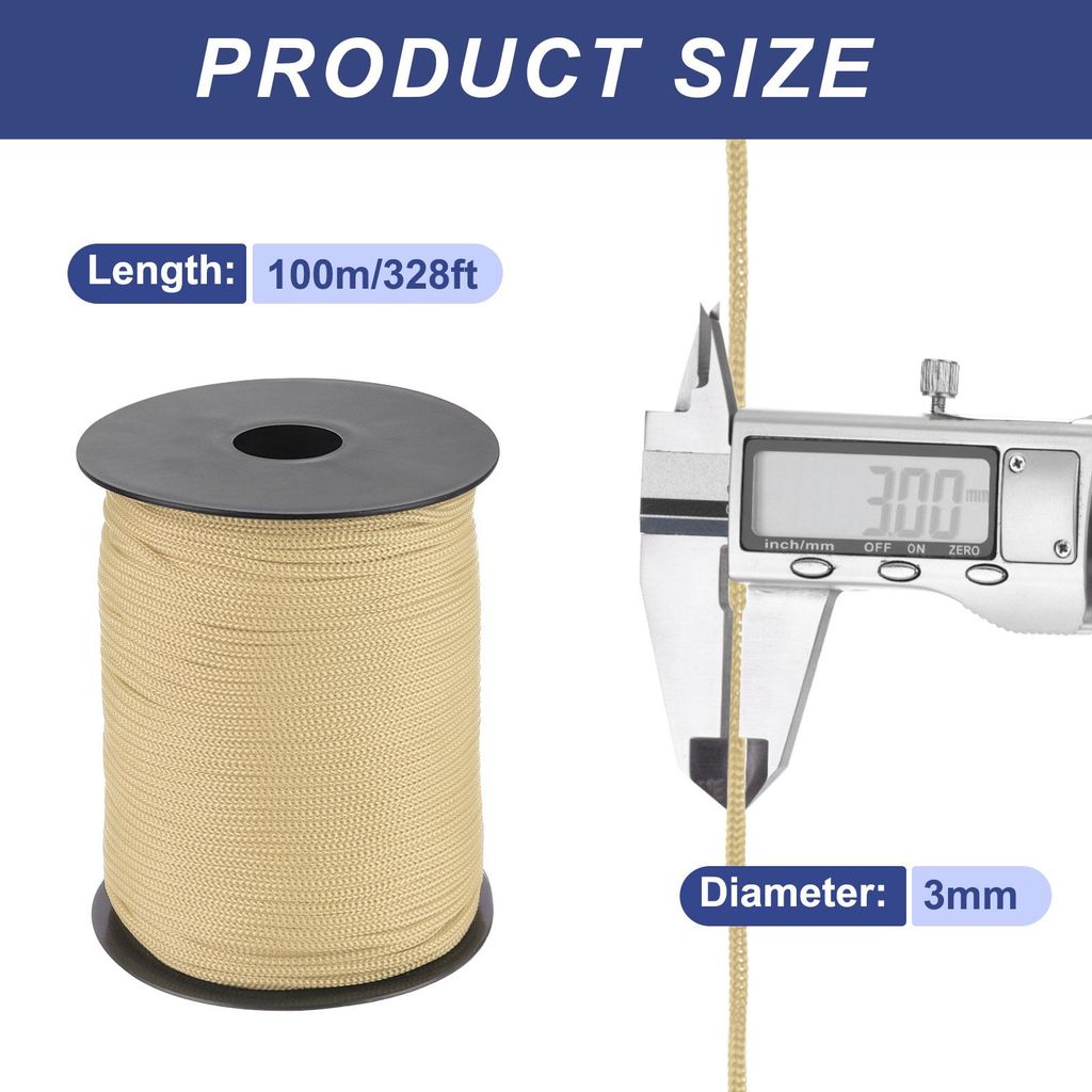 Polypropylen-Seil 3mm Polypropylenseil 10Om PP Flechtleine Textilseil Leine Nylonschnur Schnur Rei?feste Rope Kunststoffseil fš¹r W?scheleine Cam...