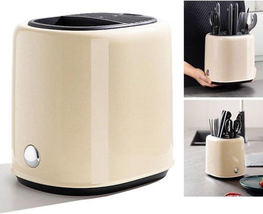 Multifunktioneller Besteckhalter für Küchenutensilien, großes Fassungsvermögen und vielseitiges Design, für Küchenutensilien und Gabeln (Beige)