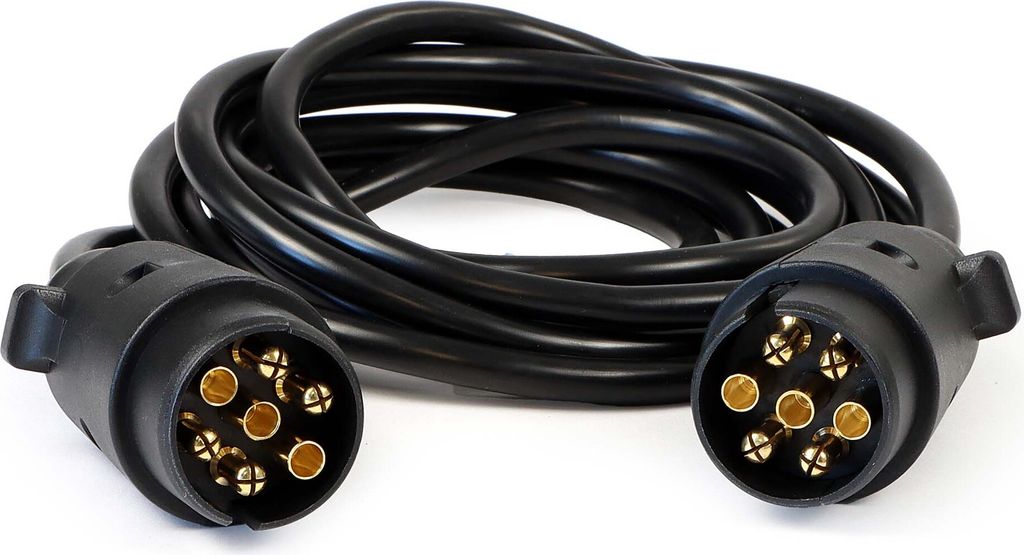 Wiltec 7-poliges Verlängerungskabel 3 m, Anhängerkabel PVC, robustes Elektrokabel mit 2 Steckern, 7-adriges Kabel für Anhänger und Wohnwagen