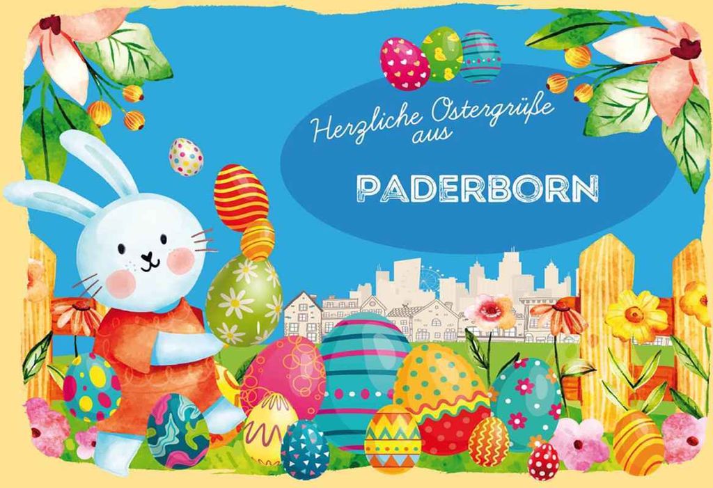vianmo Holzschild 20x30 cm Ostergrüße PADERBORN Ostern