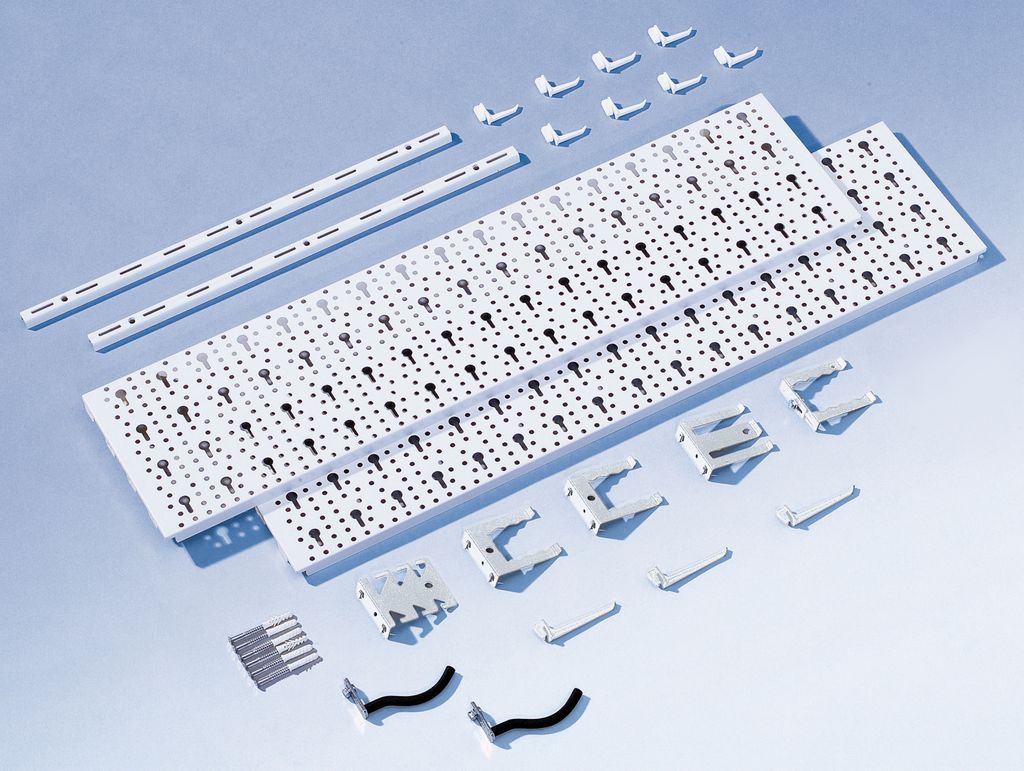 Set Aus 2 Paneelen, 2 Schienen 500 Mm, 15 Verschiedenen Haltern Elementsystem
