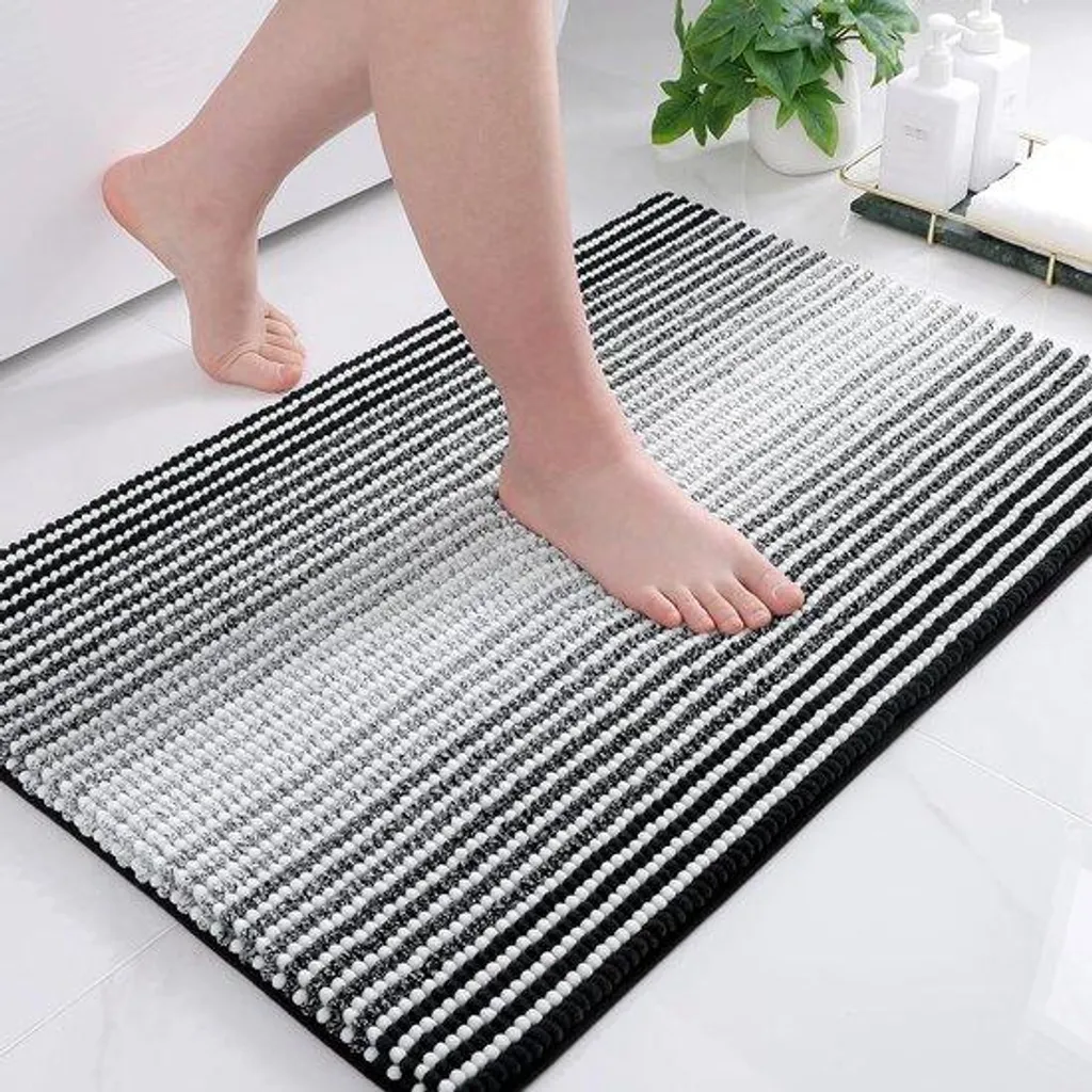 Tapis de bain antidérapant en chenille ultra-absorbant - Gris 50x80 cm