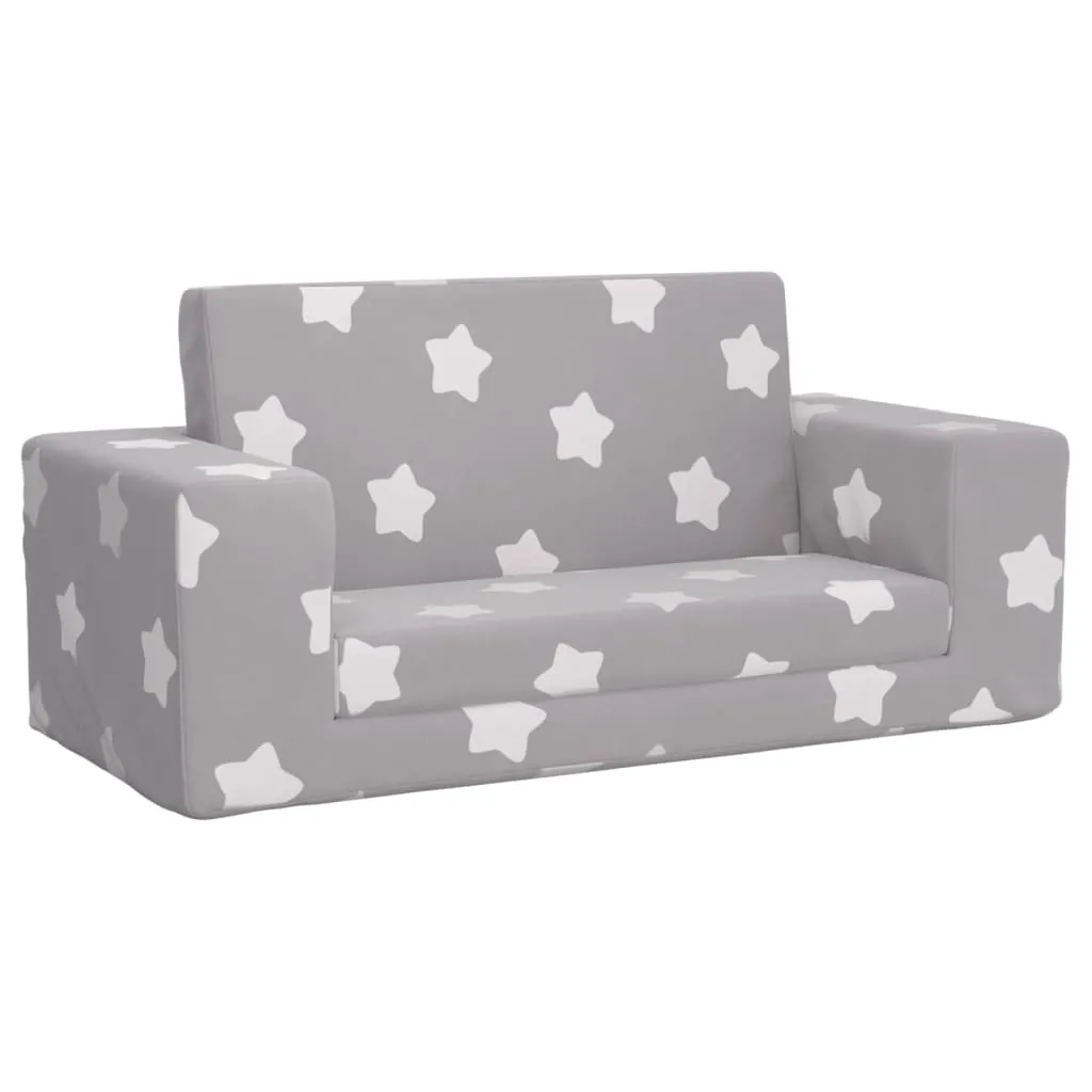 Divano Letto Bambini vidaXL Grigio Stelle Peluche 2 Posti Arredo